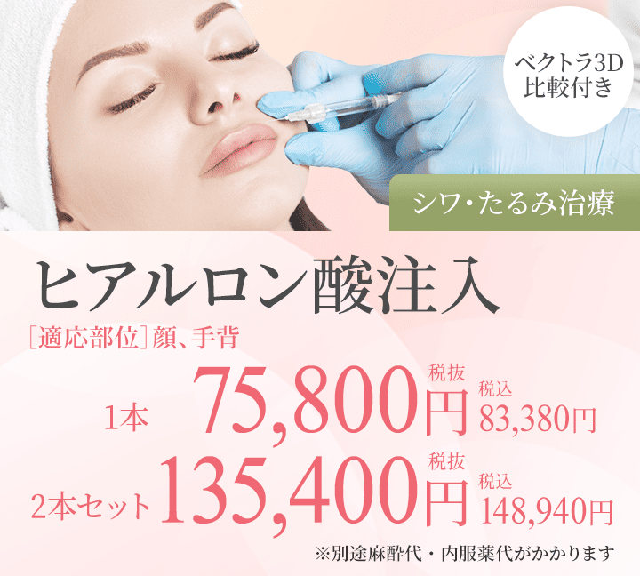 ヒアルロン酸注入・ベクトラ3D比較解析付(シワ・たるみ治療)